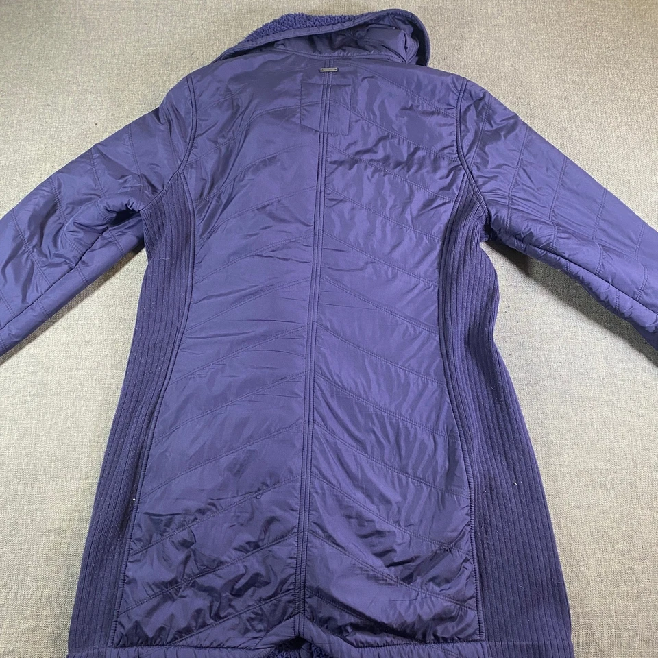 Chaqueta Prana Diva Larga Acolchada Cuello Sherpa Azul Marino Mujer Talla L Abrigo Abombado Foto 2 de 4
