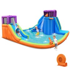 Bountech 6 in 1 Inflatable Dual Slide Water Park Climbing Bouncer W/ 680W Blower