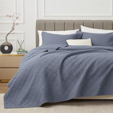 Quilt Set Full/Queen Size Blue 3 Piece,Lightweight Soft Coverlet Modern Style...