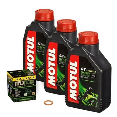 Kawasaki ZXR 400, 89-99, ZX400H ZX400L; Motul 10w40 Öl; HiFlo Racing Ölfilter
