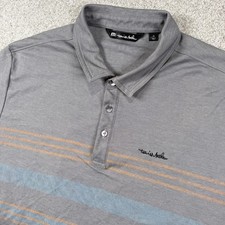 Travis Mathew Polo Shirt Mens XL Gray Striped Short Sleeve Golf