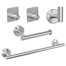 5 Pcs Bathroom Hardware Set Stainless Steel Wall Mounted Towel Bar Paper Holder