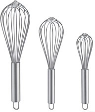 Whisks for Cooking, 3 Pack Stainless Steel Whisk for Blending, Whisking, Beating