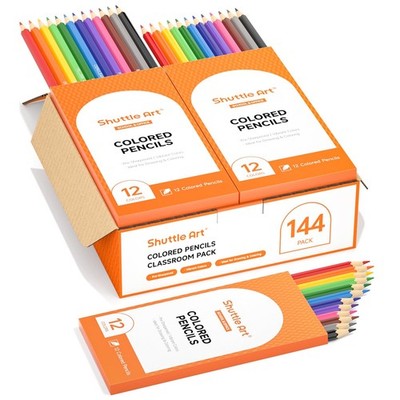 144 Buntstifte, 12 lebendige Farben, 12er Pack, Bleistifttasche