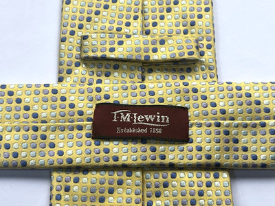 T M LEWIN Seidenkrawatte gold und blau gemustert