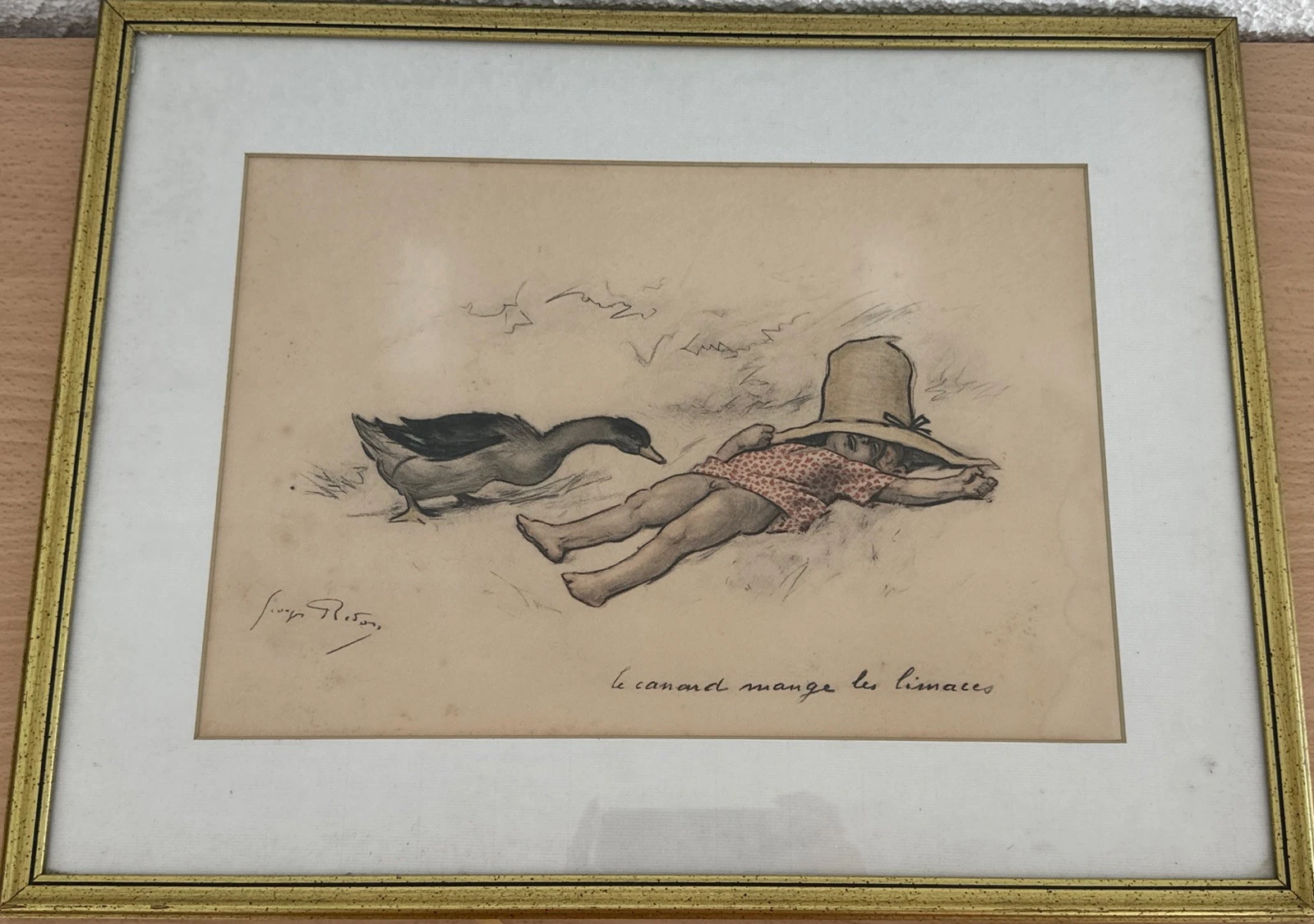 Cadre Georges Redon « Le Canard, Mange Les Limaces »￼