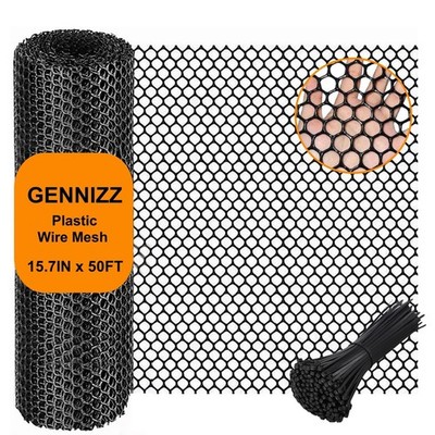 Plastic Wire Mesh Fence Roll, GENNIZZ 15.7IN x 50FT Plastic Chicken Wire Mesh...