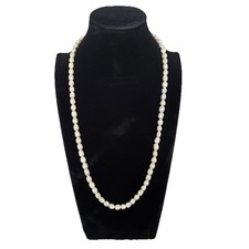 Vintage Freshwater Baroque Oval Pearl Necklace With Pearl Clasp 11