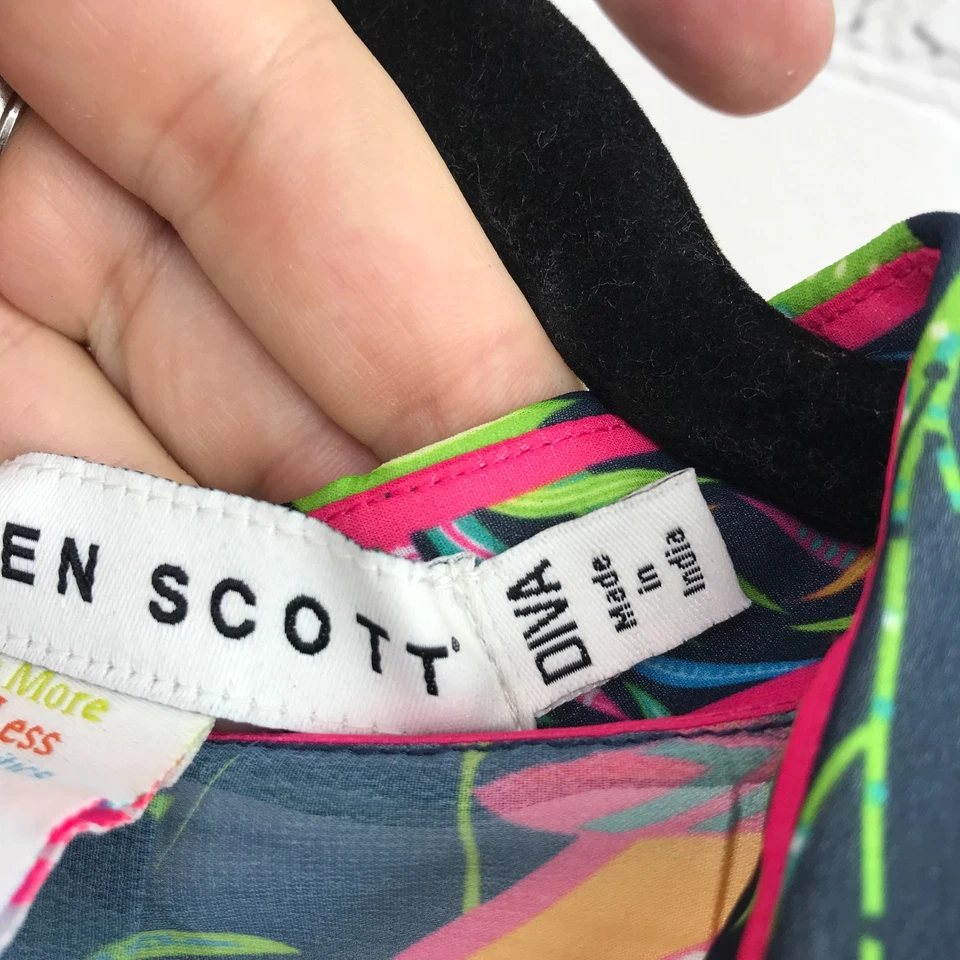 Gretchen Scott Dress Womens 3X Diva Gray Floral Maxi Short Sleeve Sheer Casual - Image 3 of 4