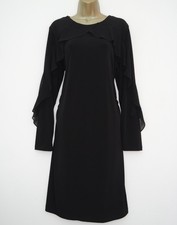 ROMAN BLACK LONG SLEEVE RUFFLE WATERFALL TRIM SHIFT DRESS SIZE 20 BNWT