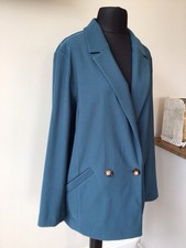 TU STEEL BLUE RIBBED LONGLINE LINED BLAZER JACKET SIZE 14 EXCON 