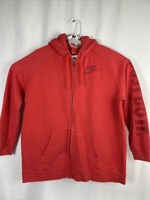 Nike Mens XL Red “Just Do It” Spellout Full Zip Hoodie