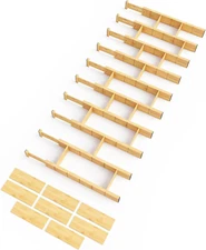 Bamboo Drawer Dividers with Inserts and Labels, Kitchen Adjustable Drawer Organi