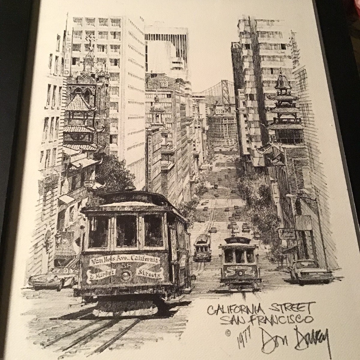 Don Davey 「California St San Francisco」 Don Davey Signed Art Print California Street San Francisco 5