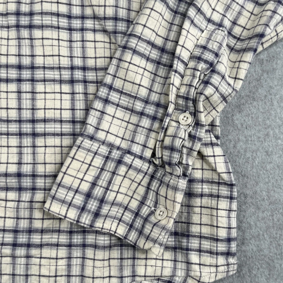 FishHippie Shirt XL Rum Front Collection Gray Ivory Plaid Button Up Long Sleeve - Image 2 of 4