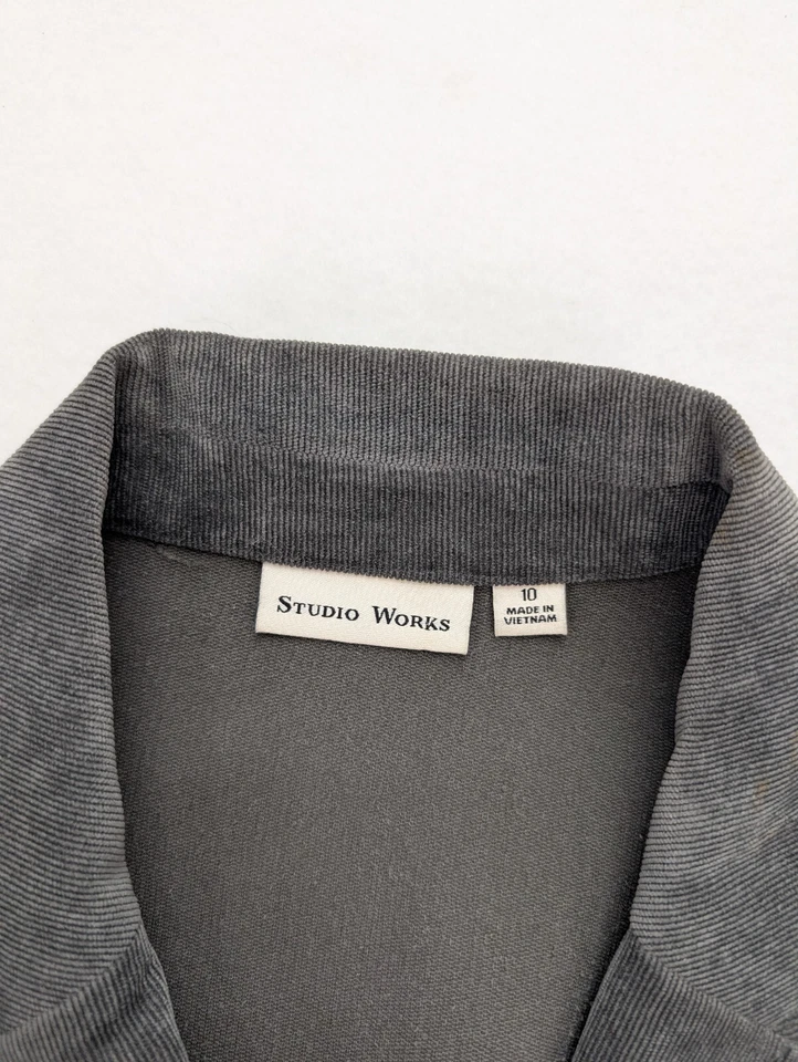 Chaqueta blazer Studio Works de pana para mujer talla 10 gris Foto 3 de 4