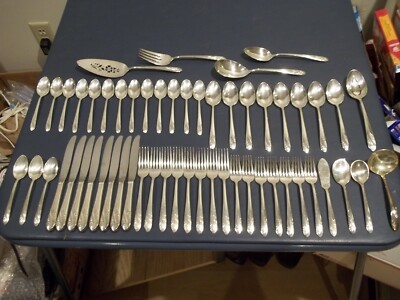 56 Pc.Set ROMANCE Pattern Silverplate Flatware By Holmes & Edwards