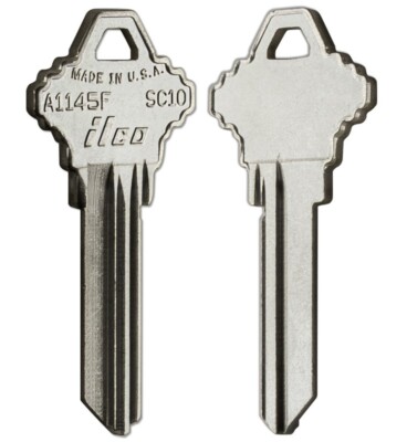 2  Kaba Ilco A1145f Sc10 Key Blank, Brass, Schlage Lock
