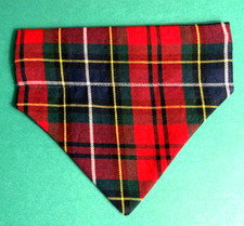 Over Collar Slide On Pet Dog Cat Bandana RED/GREEN PLAID  XSMALL