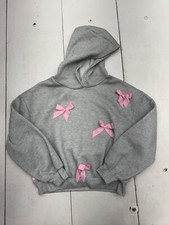 Shein Gray Bow Accent Pullover Hoodie Womens Size Small