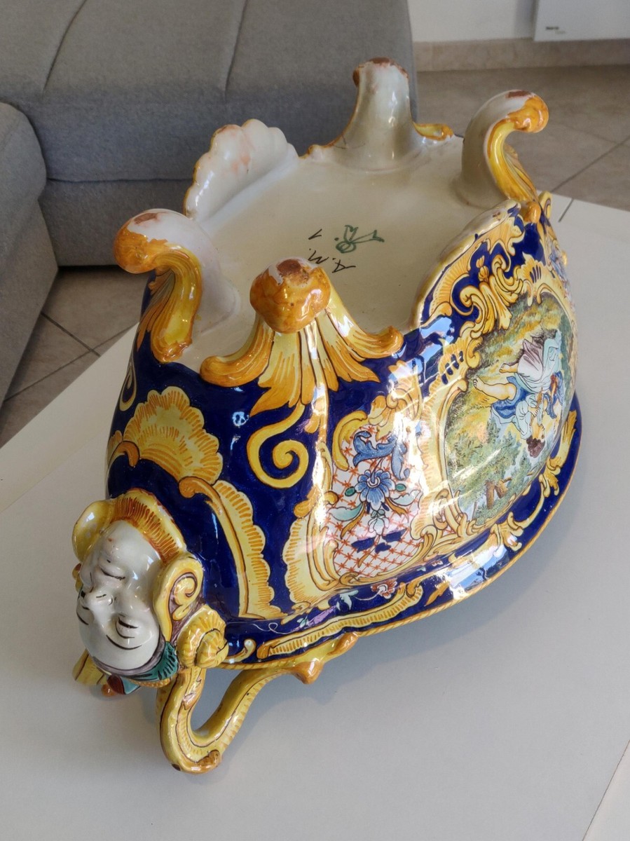 JARDINIERE FAIENCE DE Nevers Decor Polychrome Signe M F EUR 200,00 - FR