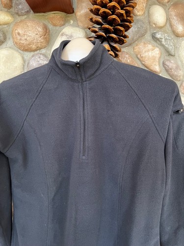 LLBEAN Fitness Fleece Jacket Pullover 1/4 Front Zipper Ink Black SZ SMALL NEW - Picture 2 of 16
