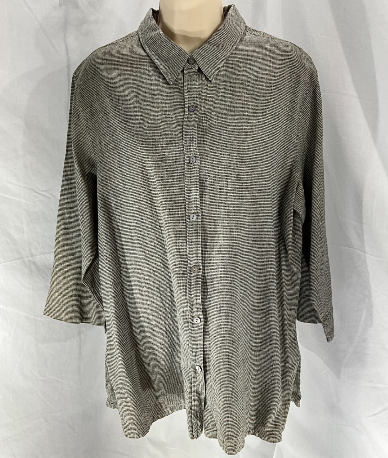 Chicos Design Button Down Collared Top white blac… - image 1