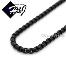 16-36"Men's Women's Stainless Steel 3mm Black Plated  Box Link Chain Necklace