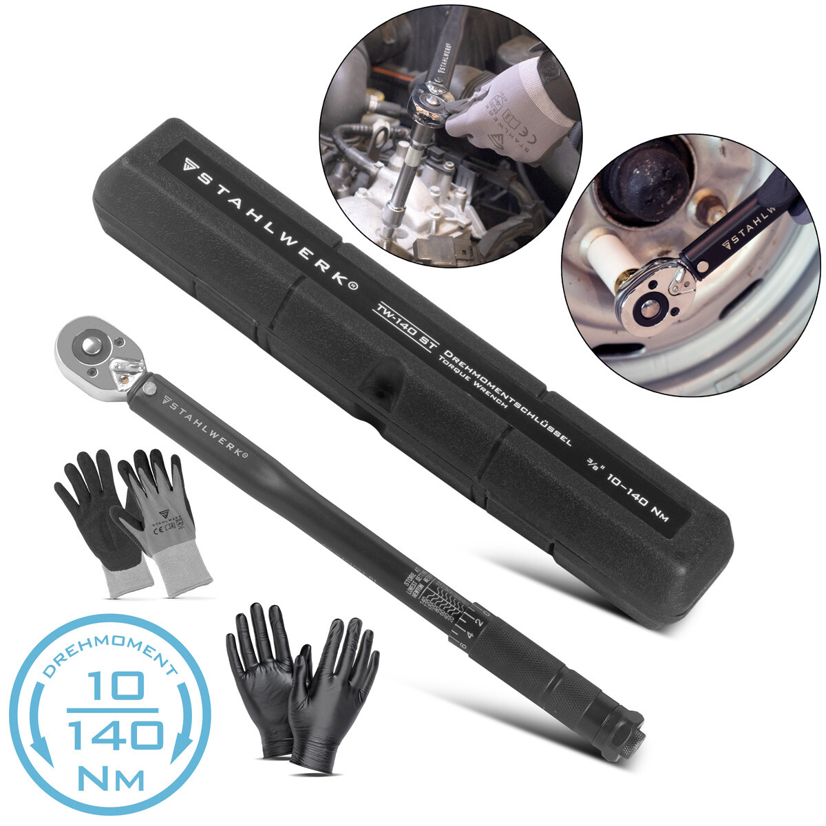 STAHLWERK torque wrench 10-140 Nm 3/8"" reversible ratchet wrench