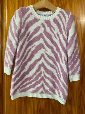 MÄDCHEN STRICK PULLOVER KLEID Alter 1-2 Jahre Miss Mona Maus Rosa Creme Glitzer