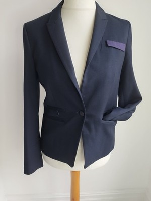 NEXT TAILORING Jacket Blazer Navy Blue Single Breasted Pockets office UK 12R