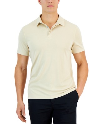 Alfani Polo Shirt Men's XL Brown Rice AlfaTech Stretch Solid Stretch