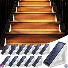 12 Pack Solar Step Lights Outdoor Waterproof IP67, Warm White LED Stair Lights