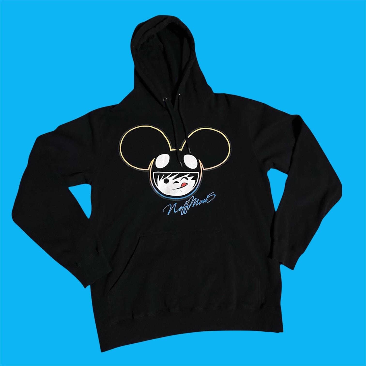 Neff X Deadmau5 Neffmau5 Black Graphic Hoodie. Size L.