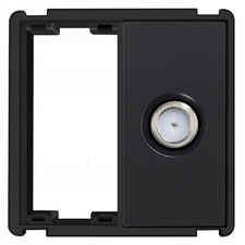 Black TV Socket Module Type F Screw Connector - Wall Mount, Part of System