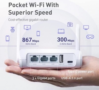 Opal GL-SFT1200 Secure Travel WiFi Router VR Router GL.iNet NEW FACTORY SEALED