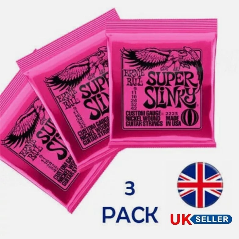 3 Sets Ernie Ball 2223 Super Slinky Nickel Wound Electric Guitar Strings 9-42