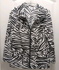 Zenergy by CHICO'S Sz. 0 Small Zebra Print Lightweight Zip Jacket black/white