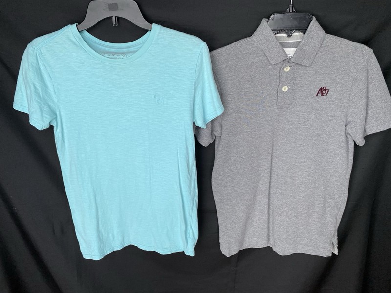 Men’s Teen Aeropostale Polo Gray & American Eagle Light Blue T-Shirt Size XS