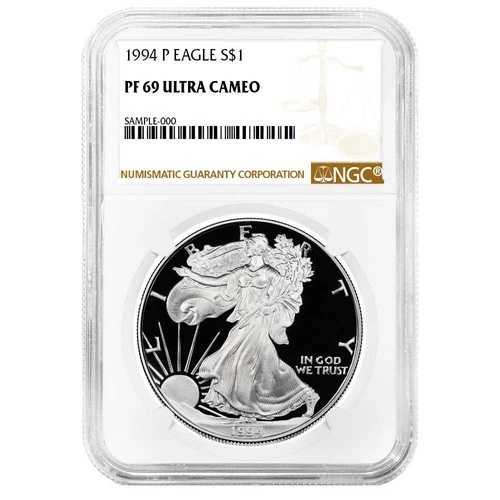 1994-P $1 1-oz Proof American Silver Eagle NGC PF69UC Brown Label