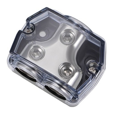 2Way 0 Gauge in Out Power Distribution Block Splitter Ground Distributor, 1Pcs