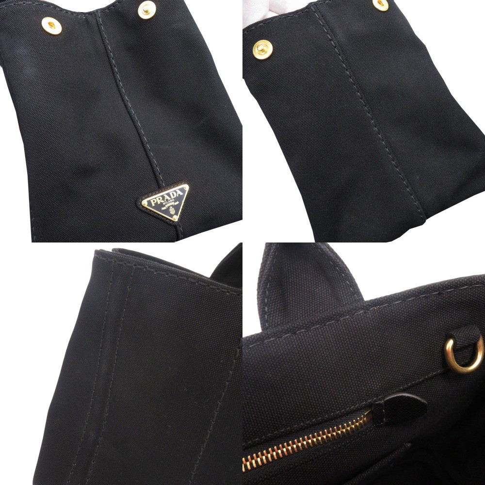 Excellent Condition Prada Canapa Canvas Black 2WAY Tote Bag Shoulder Bag Handbag thumbnail 10
