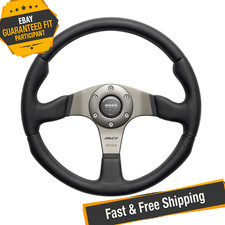 Momo Rce35bk1b 3-spoke Race Series Leather Steering Wheel