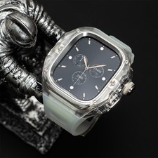 Luxury Transparent Case for Apple Watch Ultra 3/2/1 Mod Kit Silicone Strap Band