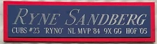 RYNE SANDBERG CUBS NAMEPLATE FO AUTOGRAPHED SIGNED BAT-BASEBALL-JERSEY-PHOTO-CAP