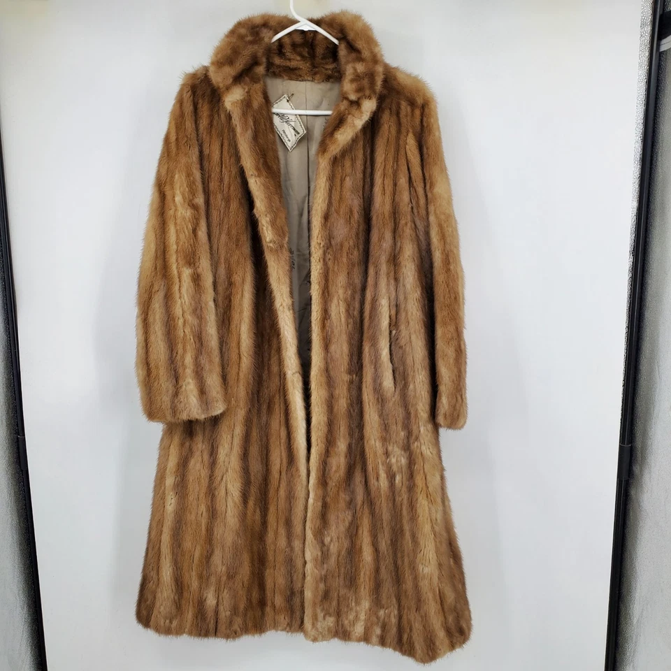 Vintage Carl W Herrmann Brown Mink Fur Mob Wife Long Winter Trench Jacket Coat - Image 4 of 4