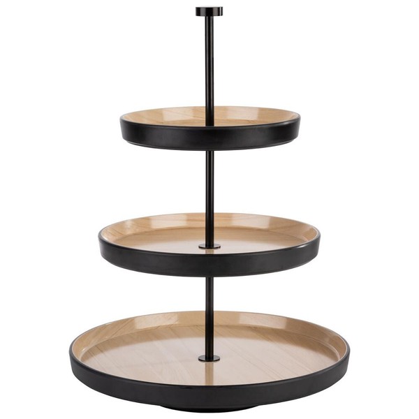 Buffetgestell Etagere 3-Stufig Serie Frida Schwarz / Beige, ØXh: 32 X 43 Cm-image