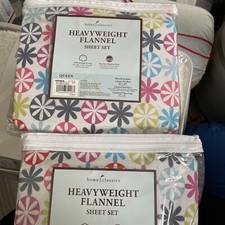 2 X Home Classics Heavyweight Flannel Sheet Set Queen Cotton NEW Made Turkey