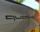 Audi QUATTRO Decal 28cm - Premium Quality AUDI 3D BLACK quattro sticker, 2pc