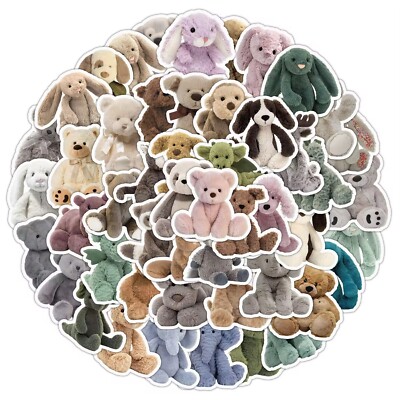 20 Random Stuffed Animal Stickers Teddy Bear Decals Hydro Yeti Free Shipping!
